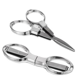 2PCS Folding Scissors, Stainless Steel Foldable Travel Scissors TSA Approved Small Retractable Cutting Tool for Home, Office, School, Craft, Sewing Accessories