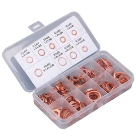 200Pcs Oil Drain Plug Gasket Red Copper Heating Processing 9 Types Oil Sealing Drain Plug Washer M5‑14 for Oil Drain Plug Washer with Heat Treatment