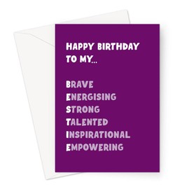 LEMON LOCO Funny Bestie Birthday Cards | Joke Birthday Card For Best Friend, BFF (Happy Birthday To My Bestie Acronym Card)