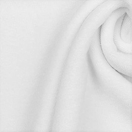 Stretch Cotton Terry Towelling Fabric Material - White, Sample