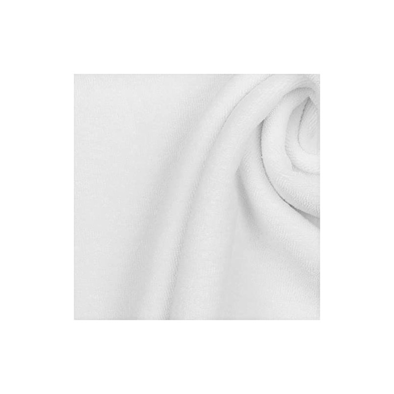 Stretch Cotton Terry Towelling Fabric Material - White, Sample