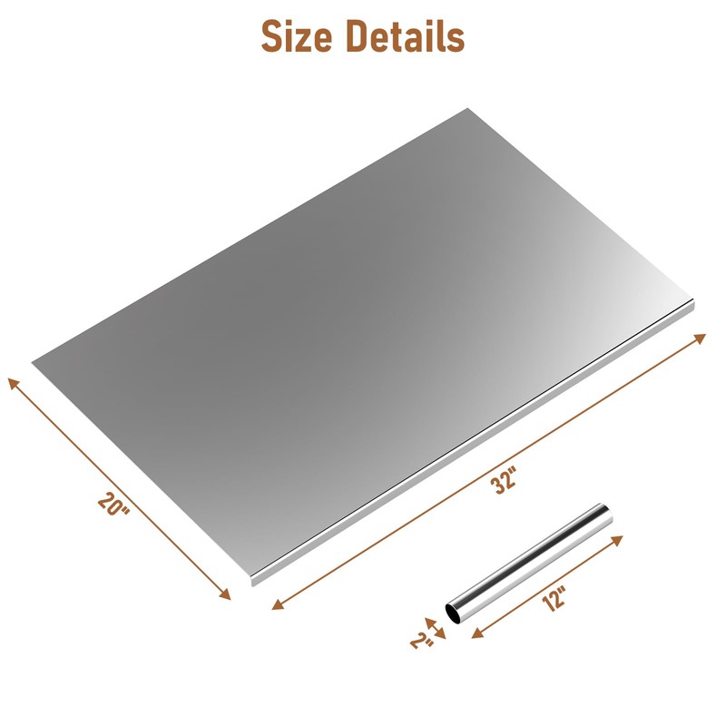 Tcatec 304 Stainless Steel Cutting Board with Rolling Pin, 32"x20"