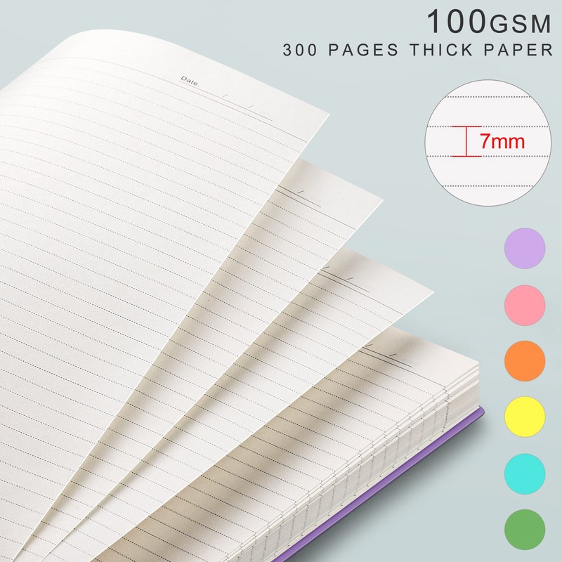 EMSHOI B5 Notebook Lined 300 Pages/150 Sheets, Spiral Notepad Multi-coloured,