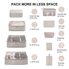 OSDUE Travel Packing Cubes, 9pcs Suitcase Organizer Set, Luggage Organiser Waterproof Suitcase Essential Bag, Packing Cubes for Suitcase Travel Accessories