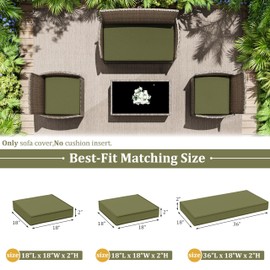 3 Pack Outdoor Patio Furniture Cushion Replacement Covers, Waterproof Loveseat Cushion Covers - 36×18×2,18×18×2, for 4-Seater Wicker Rattan Patio Conversation Set Loveseat Couch Furniture, Cover Only
