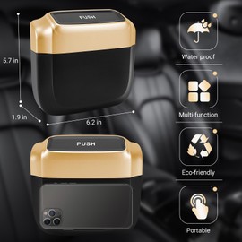 SZEOF Car Trash Can with Lid，Built-in Storage Garbage Bag,Leakproof/Waterproof Garbage Can，Car Organizer Accessories，Mini Trash Bin for Car, Home, Office with 30pcs Trash Bags