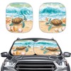 XYZCANDO Beach Turtle Windshield Sun Shade 2-Piece Reflect UV Sun