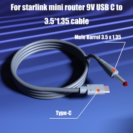 Starlink Mini Router Cable 3.28FT USB-C to DC Charging Cord - 9V/16V & 1.6A Compatible, 3.5X1.35mm Barrel Jack for Starlink Mini Router & Power Supply (UTP-251L)
