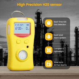 Portable Clip Single Gas H2S Monitor, Zuomeng Compact and Reliable Hydrogen Sulfide Detector with 120 Hour Battery Life, USB Charging, Real Time Monitoring for Industrial Safety