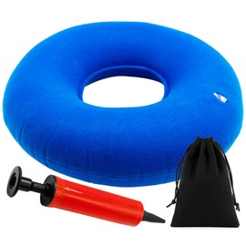 Doughnut Hemorrhoids Seat Cushion, Inflatable Orthopaedic Ring Cushion, Bedsore Cushion, Round, Soft Seat Ring, Hemorrhoids, Leg Pain, Wheelchairs, Pregnant Women, Grey, 35 cm with 1 Storage Bag