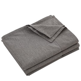 Flat Bed Sheet, Double, 86.6 x 98.4 in (220 x 250 cm), Organic Cotton, Top Sheet, 100% Washed Cotton, Solid Color, Gray