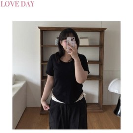 LOVE DAY Round Neck T-Shirt 1ea, Color#$%Size:Black-2 (88~100)