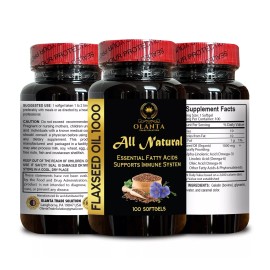 Olanta Trade Solution Cold-Pressed Organic Flaxseed Oil 100 Ct – Vegan Omega Fatty Acids – Non-GMO – 1