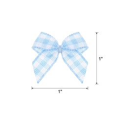 MECCANIXITY 80Pcs Mini Gingham Ribbon Bow 1" Checkered Fabric Satin Ribbon Bows for Craft DIY Hair Bow Sewing Wedding Birthday Party Blue and White