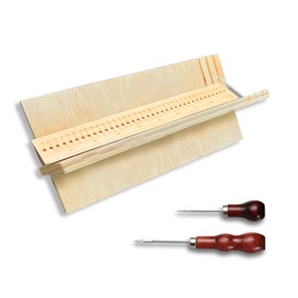 GeryVtee Wood Book Binding Cradle with 2 Awls Wood Bookbinding Punching Cradle with Piercing Guide Portable Book Binding Tools Book Binding Kits Bookbinding Supplies for Book DIY Crafts (Style A)