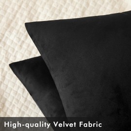 Slozzi Set of 2 Velvet Cushion Covers, Household Decorative Cushion Cover, Soft Sofa Cushion for Sofa, Bedroom, Living Room, 40 x 40 cm, Black