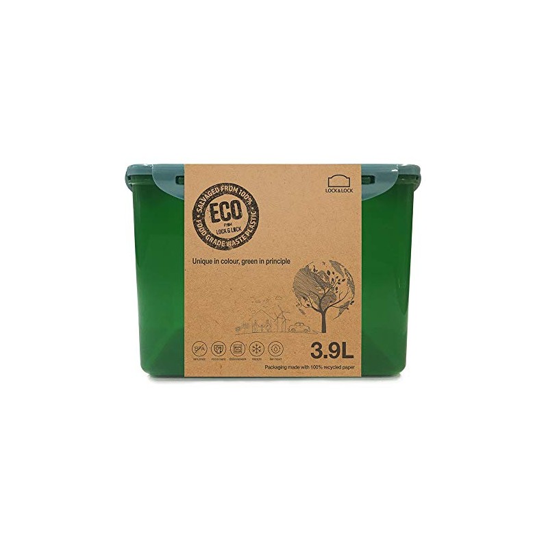 LocknLock Eco Rectangular Short Container, 3.9 litre Capacity