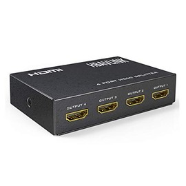 HDMI Splitter 1 in 4 Out - HBAVLINK 4 Way HDMI Splitter V1.4 Distributor Amplifier Switch Duplicate 1 Signal to 4 Monitors 98 feet Long Distance Support HDCP 3D HDR 4K 30Hz