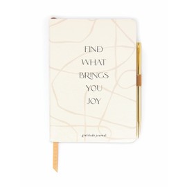 DesignWorks Ink Vegan Leather Gratitude Journal with 196 Guided Pages for Daily Thoughts, Goals, & Gratitude with Ribbon Marker - Undated Daily Mindfulness Journal - Find What Brings You Joy