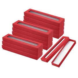 PATIKIL Pen Gift Box, 12 Pack Empty Pen Case Cardboard Case with Clear Window Pen Presentation Display Box for Pencil Ballpoint Jewelry Business Office, Red