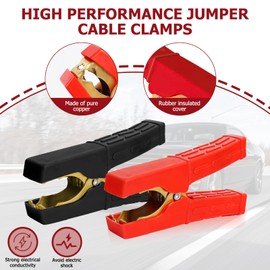 Jumper Cable Clamps 2 Pair, Battery Clamps Pure Copper, Battery Charger Clamps 4 Inch, Jumper Cable Ends Heavy Duty with Insulating Sheath for Under 5AWG Battery Cables 12V/24V/36V by XIOGZAXI