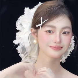 PLwelth Satin Scrunchies for Women White Elastic Hair Ties with Bow Ribbon Large Hair Scrunchy Ponytail Holder Hair Accessories for Bride Wedding Bachelorette Party Favors Bridesmaid Proposal Gifts