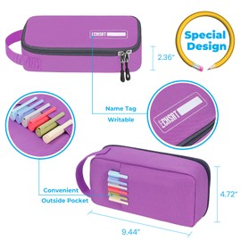 ECHSRT Big Pencil Case, Aesthetic Portable Zipper Pencil Bag with Hidden Pocket, Special Pencil Pouch for Men Women Adults, Stationery Organizer Pen Cases for Office Travel, Purple Pencil Case