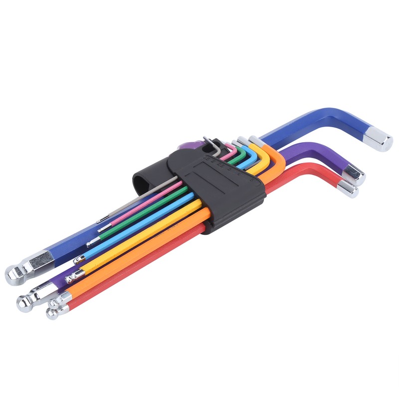 9Pcs Hex Wrench Set Steel Ball Head Colorful Extension L