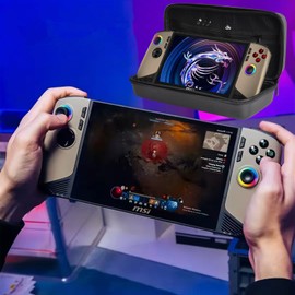 Hzycwgone Case for MSI Claw 8 AI+(2025),Travel Carrying Bag Cover for MSI Claw 8 AI+ A2VM Handheld Gaming,Hard Case with Stand Mode & Mesh Pocket for MSI Claw 8 AI+ Accessories(Black)