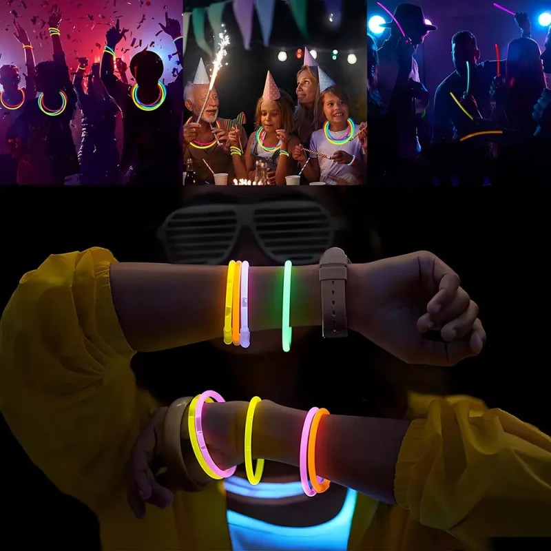 Pulseras TOYGAGADE Fluorescent Multicolor 500 Pack Luminosas 12h Fiesta
