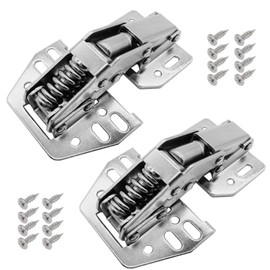 XINHAITC 2 Pcs Cabinet Lid Support Hinges Swing Up Flap Hinge Lid Stay Lift Up Buffer Hinge, ​Folding Hinge with Screws Furniture Concealed Hinge for Cupboard Bookcases Caravans