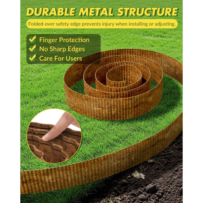 Velway Corrugated Metal Garden Edging - 6" H x 40Ft