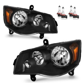 KarSpareHub Headlights Assembly for 2011-2020 Dodge Grand Caravan, for 2008-2016 Chrysler Town Country Headlamp Replacement Passenger and Driver Side
