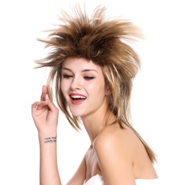 WIG ME UP - 90891-ZA4TZA7 Women's Men's Carnival Wig 80s Wave Punk Pop Star Brown Golden Brown Mix Toupeed