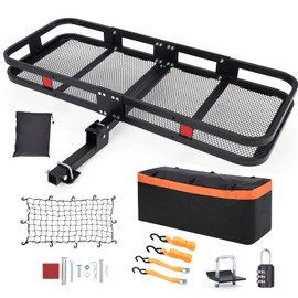 GarveeTech Cargo Carrier Hitch-Mounted | 60"x24"x6" Basket with 500 Lb Capacity | Includes Waterproof Cargo Bag (15 Cubic Feet), Net and Straps | Fits 2-Inch Receivers | for Cars and SUVs
