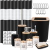 IMAVO Black Bathroom Set,10 Pcs Plastic Gift Set,4 Qtip Holder