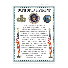Oath of Enlistment - US Military Patriotic Wall Decor - Veteran Gifts, Man Cave, Office, Home - 8x10 Unframed Print
