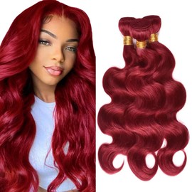 24 26 28 inch Red Bundles Human Hair Burgundy Body Wave Bundles 99j Human Hair Weave Bundle Red Body Wave Bundle