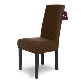 SCHEFFLER-Home Stretch Luna Chair Covers, Brown, Set of 4, Elastic Flannel Chair Covers, Swing Chairs, Set of 4, Covers Chair Covers with Elastic Band, Velvet Chair Covers