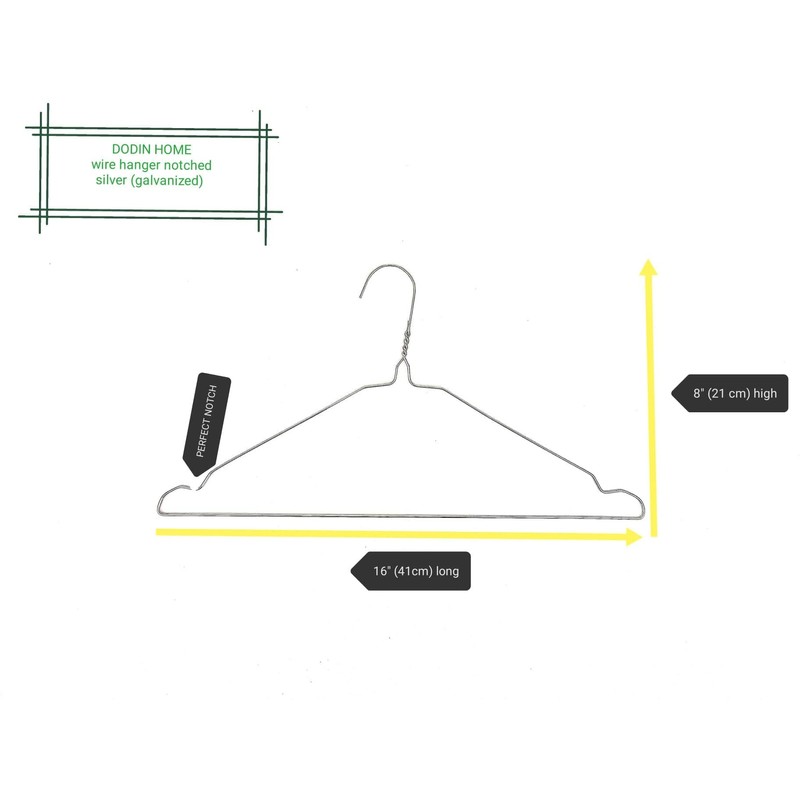 DODIN HOME 10 Silver Wire Notched Hangers Space Saving Metal