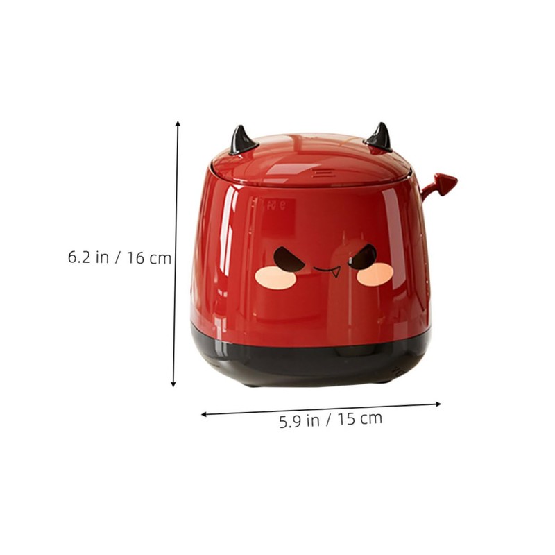 Sosoport Cute Demon Small Desktop Trash Can with Lid Silent