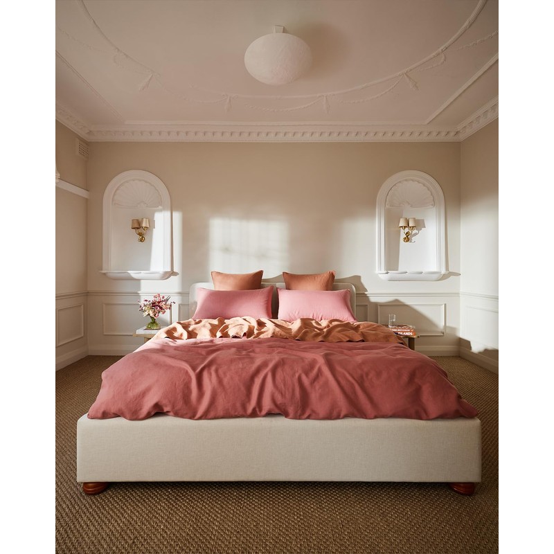 BED THREADS Hazelnut 100% French Flax Linen Flat Sheet