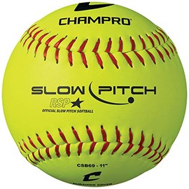 CHAMPRO 11" Slow Pitch Practice Softballs with Flat Seams and Durahide Cover, 12 Pack