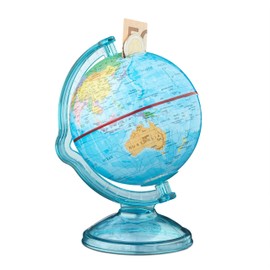 Relaxdays Globe Money Box H16.5 x W14 x D14 cm Political World Map Colourful