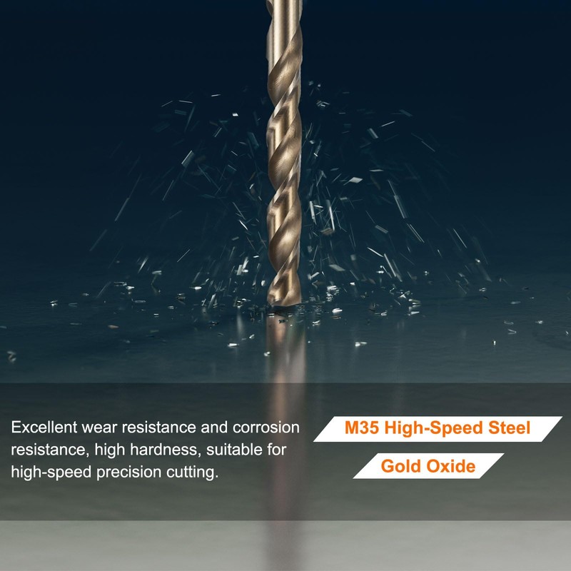 sourcing map 1/4" Hex Shank Drill Bit 7/64" Gold Oxide