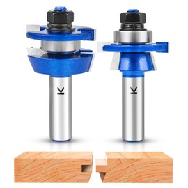 SMJXTOP 2Pcs Shaker Style Rail and Stile Router Bits Set 1/2 Inch Shank,Professional Carbide Shaker Door Raised Panel Router Bit Set for Cabinet Doors