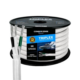 16 Gauge 3 Conductor Marine Wire - 200 ft Triplex Round Marine Grade Wire Tinned Copper Oxygen-Free Insulated - 16/3 AWG UL 1426 Standard PVC Wire for Boat, Automotive, Speakers & Trailers