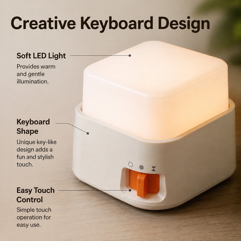 Mini Keyboard Lamp for Bedroom & Desk – Rechargeable LED