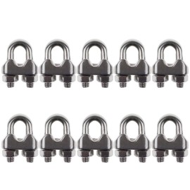 DYWISHKEY Pack of 10, 1/16 Inch M2 Stainless Steel Wire Rope Cable Clip Clamp