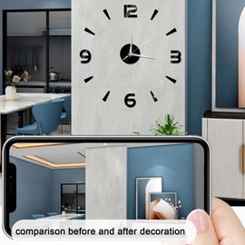 SALUTUY Frameless DIY Wall Clock, Office Decorations Clock Decorative Wall Clock Wall Decor Clock Living Room DIY Clocks for Walls Stick on Wall Number Clock Gift(Black)